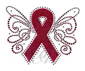 Ovrs5305 - Glitter Pink Cancer Ribbon with Swirls
