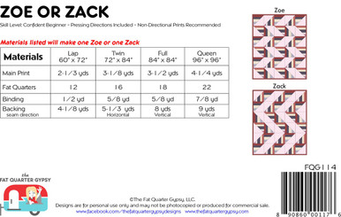FQG114 Zoe or Zack Pattern