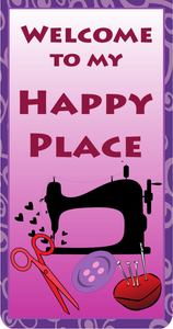 Happy Place 30" x 40" banner. Made of quality vinyl for indoor use. Adhesive hangers included.