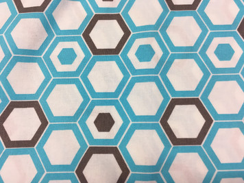 1 yard cut of turquoise hexagons, Deco Ritz by Camelot Fabrics