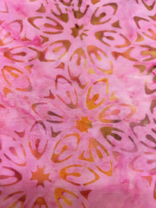 1 yard Bright Pink with Flowers Batik