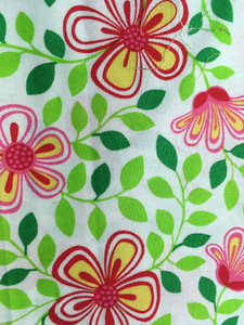1/2 yard piece Red and Pink Flowers with Lime Green