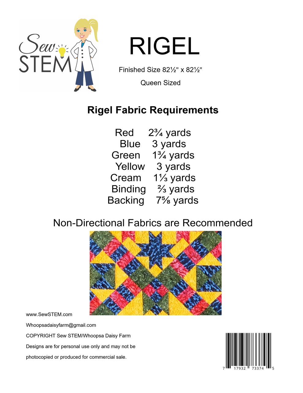 Rivel Pattern Rigel Quilt Pattern