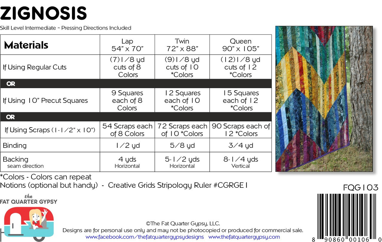 FQG103 Zignosis Pattern - Fat Quarter Gypsy Shop