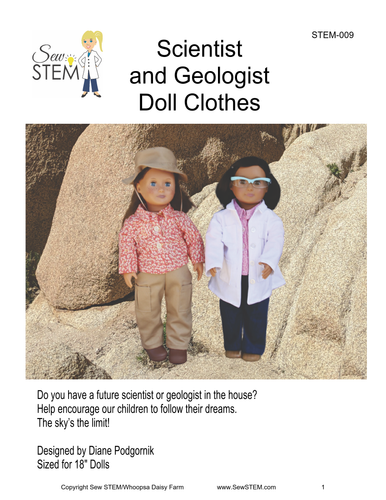 Scientist and Geologist 18" Doll Clothes Sewing Pattern-Downloadable