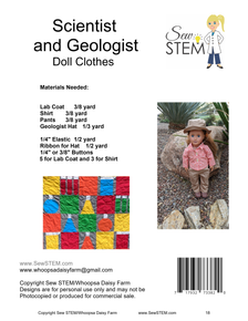 Scientist and Geologist 18" Doll Clothes Sewing Pattern 