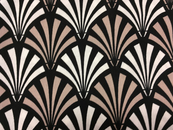 7/8 yard cut of black and taupe fans, Deco Ritz by Camelot Fabrics