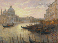 Gondolas on the Grand Canal 12x18 OE Signed by Artist - Giclee Canvas