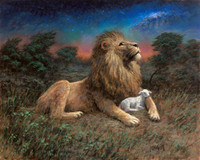 【中古】 the and Lion Lamb Print Litho 11x14 Yahweh, of Song - 絵画