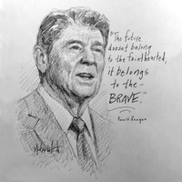 Ronald Reagan 5 Sketch - 12x12 Inch Litho, Limited Edition, Signed and Numbered (100)