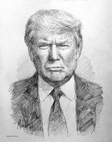 America First Trump Sketch - 11x14 Inch Litho, Limited Edition, Signed and Numbered (75)