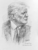 Lotta Fight Left in Him Trump Sketch - 11x14 Inch Litho, Limited Edition, Signed and Numbered (50)