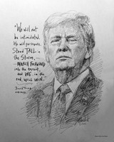 Stand Tall in the Storm Trump Sketch - 11x14 Inch Litho, Limited Edition, Signed and Numbered (50)