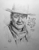 John Wayne Black and White Sketch - 11x14 Inch Litho, Limited Edition, Signed and Numbered (50)