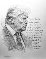 Demolish Woke Tyranny Trump Sketch - 11x14 Inch Litho, Limited Edition, Signed and Numbered (30)