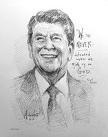 Never Defeated Reagan Sketch - 11x14 Inch Litho, Limited Edition, Signed and Numbered (40)