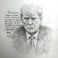 Judgment Day Trump Sketch - 12x12 Inch Litho, Limited Edition, Signed and Numbered (35)