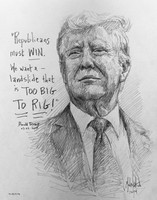 Too Big To Rig Trump Sketch Original