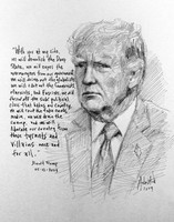 Once And For All Trump Sketch - 11x14 Inch Litho, Limited Edition, Signed and Numbered (40)