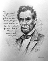 Purposes of the Almighty - Lincoln Sketch - 11x14 Inch Litho, Limited Edition, Signed and Numbered (50)