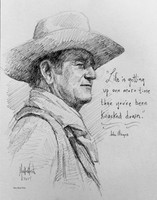 One More Time - John Wayne Sketch - 11x14 Inch Litho, Limited Edition, (100)
