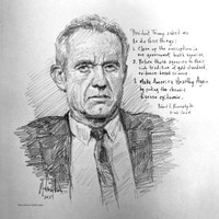 Make America Healthy Again- RFK Jr. Sketch - 12x12 Inch Litho, Limited Edition, (30)
