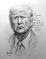 We Love You, God - Trump Sketch - 11x14 Inch Litho, Limited Edition, Signed and numbered, (50)