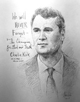 Charlie Kirk Memorial Sketch - 11x14 Inch Litho, Limited Edition, Signed and numbered,