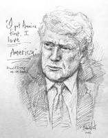 Put America First Trump Sketch - 11x14 Inch Litho, Limited Edition, Signed and numbered, Until Friday Night