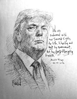 Sacred Rights - Trump Sketch - 11x14 Inch Litho, Limited Edition, Signed and numbered, (40)