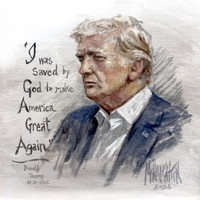 Saved - Trump Oil Sketch - 12x12 Inch Litho, Limited Edition, Signed and numbered, (40)