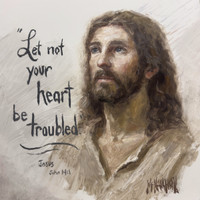 Let Not Your Heart Be Troubled Oil Sketch Original