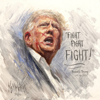 Fight Fight Fight - Trump Oil Sketch Original