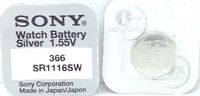 Sony 366 (SR1116SW) 1.55v Silver Oxide (0%Hg) Mercury Free Watch Battery - Made in Japan