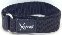 X-Treme 16mm Tough Secure Hook & Loop Nylon Watch Band Strap Ladies Women's with Ring End - Black