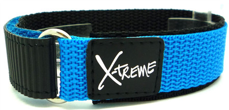 X-Treme 20mm Tough Secure Hook & Loop Nylon Watch Band Strap Gents Men's with Ring End - Light Blue