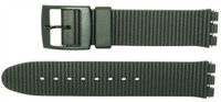 ATLO 17mm (20mm) Sized Ridged Design Replacement Strap, Compatible for Swatch® Watch - Black