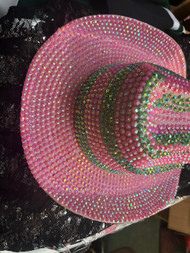 PINK AND GREEN BLING COWBOY  HAT