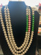 3 STRAND PINK AND GREEN NECKLACE