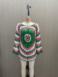 CROCHET TOP PINK GREEN AND WHITE