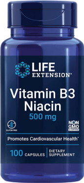 UK Buy Life Extension, Vitamin B3 Niacin 500 mg, 100 Caps, Energy