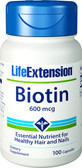Life Extension Biotin 600 mcg 100 Caps, Skin, Hair, Nails