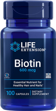 UK buy Life Extension Biotin 600 mcg 100 Caps, Skin, Hair, Nails