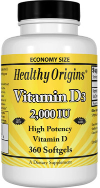 Buy Vitamin D3 2 000 IU 360 sGels Healthy Origins Online, UK Delivery,