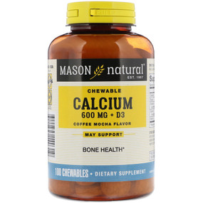 Buy Super Calcium 600 + D3 Chewable Coffee Mocha Flavor 100 Chewables Mason Vitamins Online, UK Delivery, Mineral Supplements