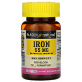 Buy Iron Sugar Free 65 mg 100 Green Tabs Mason Vitamins Online, UK Delivery, Mineral Supplements