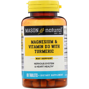 Buy Magnesium & Vitamin D3 with Turmeric 60 Tabs Mason Vitamins Online, UK Delivery, Mineral Supplements