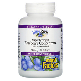 Buy BlueRich Super Strength Blueberry Concentrate 500 mg 90 sGels Natural Factors Online, UK Delivery, Herbal Remedy Natural Treatment