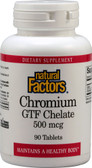 Buy Chromium GTF Chelate 500 mcg 90 Tabs Natural Factors Online, UK Delivery, GTF Chromium Glucose Tolerance Factor