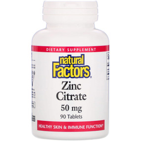 Buy Zinc Citrate 50 mg 90 Tabs Natural Factors Online, UK Delivery, Mineral Supplements